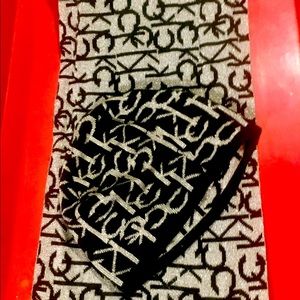 CK Scarf and Hat (2 pc set) Black & Silver